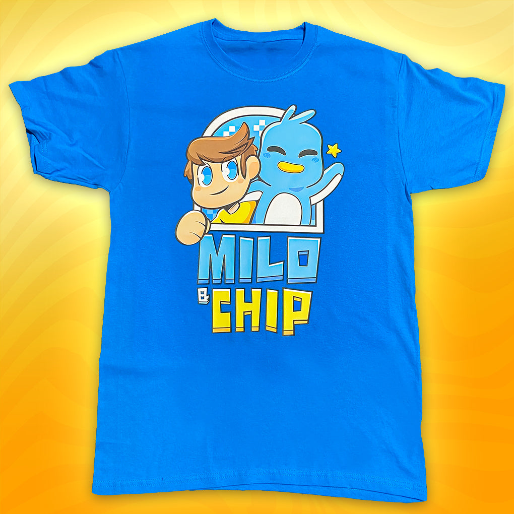 Milo and Chip official turquoise tee shirt