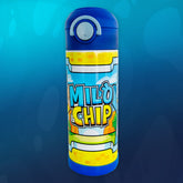 Front view of official Milo and Chip Water Bottle